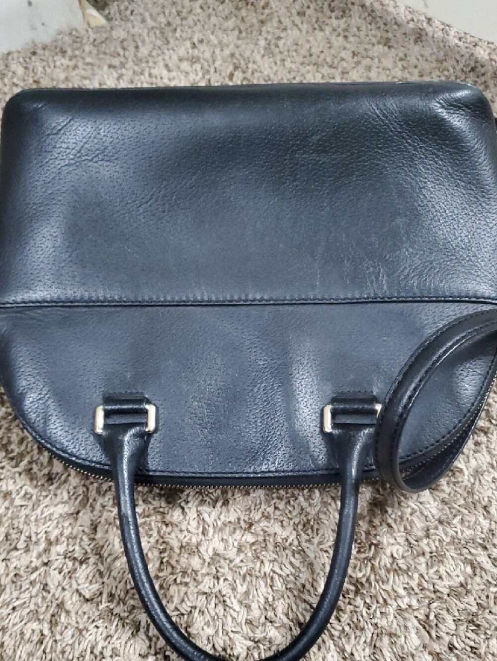 kate spade black leather satchel with gold-tone logo - Picture 5 of 16